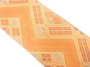 菱模様織り出し　名古屋帯